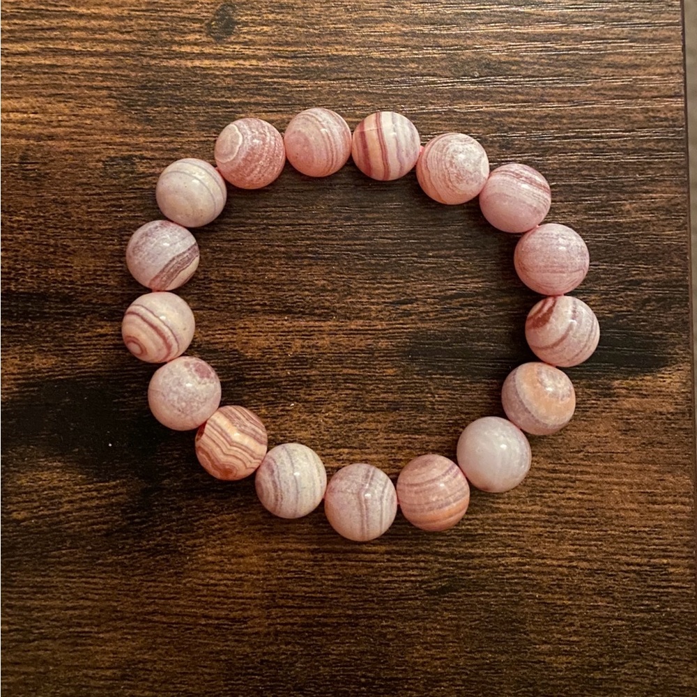 Pink Agate Bracelet 11-12mm beads